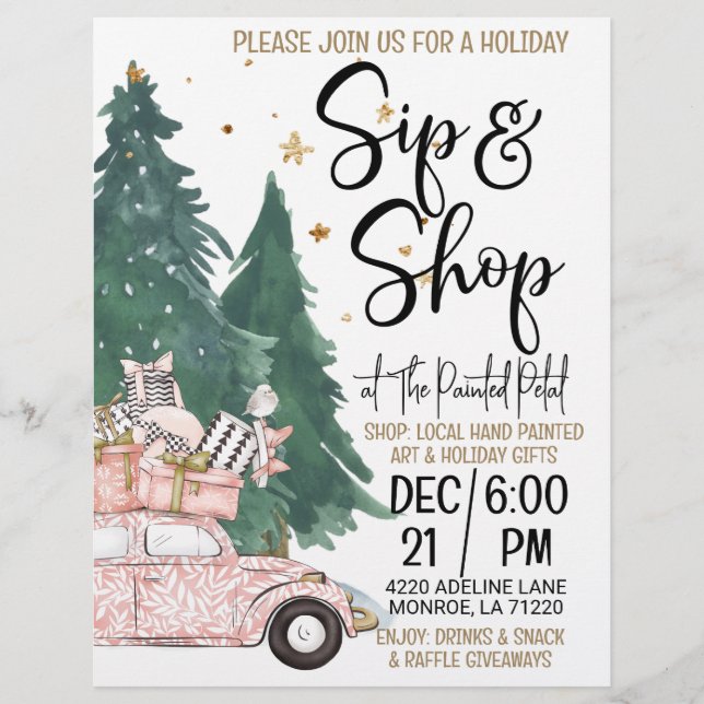 Holiday Sip and Shop Flyer (Front)