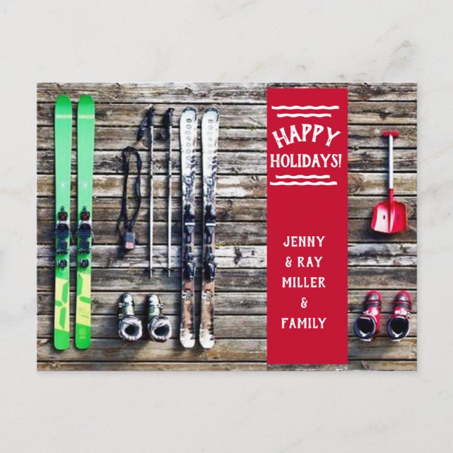 Holiday Ski - Christmas Card - Postcard (Front)