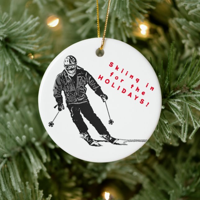 Holiday Skier - Downhill Skiing Ceramic Tree Decoration (Tree)