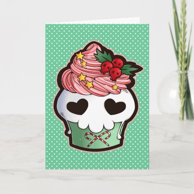 Holiday Skull Cupcake Card (Front)