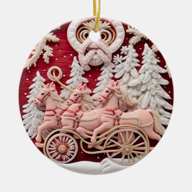 Holiday Sleigh Ride Ceramic Tree Decoration (Front)