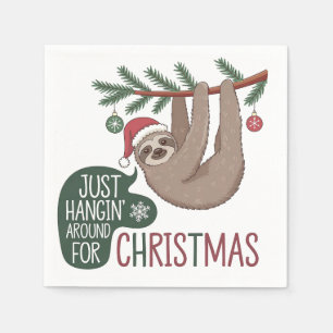 Holiday Sloth - Just Hangin’ Around for Christmas Napkin