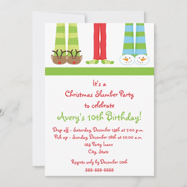 Holiday Slumber Party Invitation (Front)