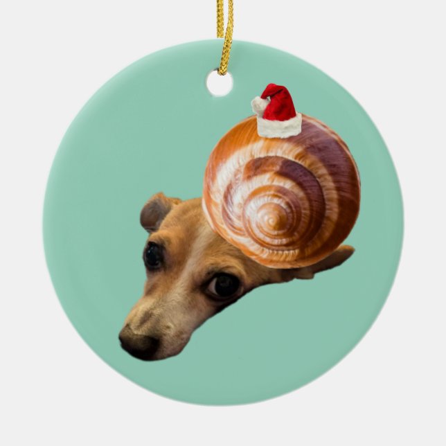Holiday snail ceramic tree decoration (Front)