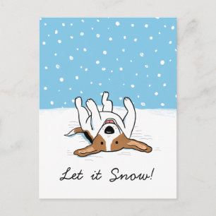 Holiday Snow Beagle   Cute Christmas Xmas Dog Postcard