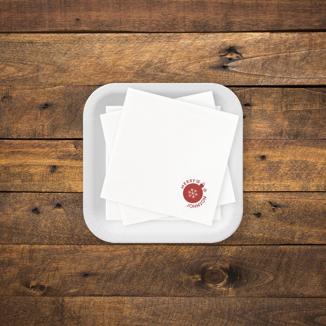 Holiday Snowflake Add Your Name Text Napkin (Holiday Snowflake paper napkins)