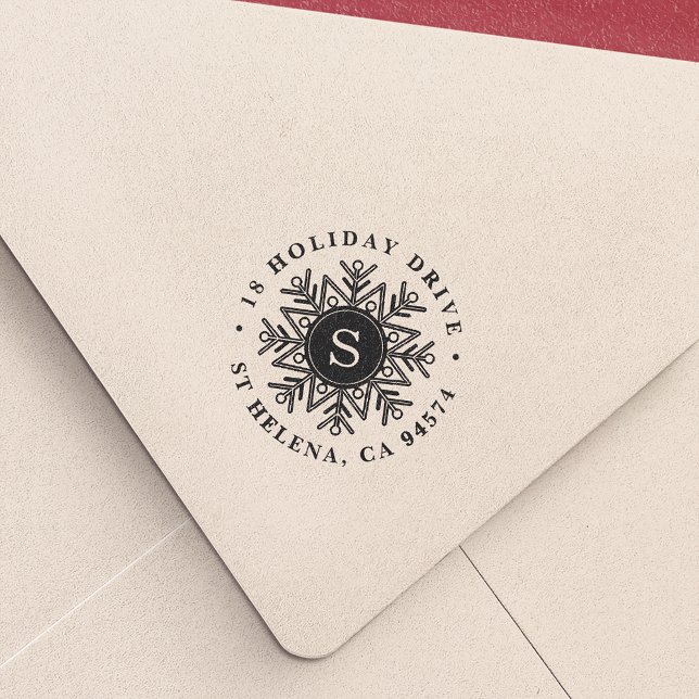 Holiday Snowflake Monogram Return Address Self-inking Stamp (Creator Uploaded)