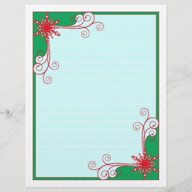 Holiday Snowflakes and Swirls Beautiful Custom Letterhead (Front)