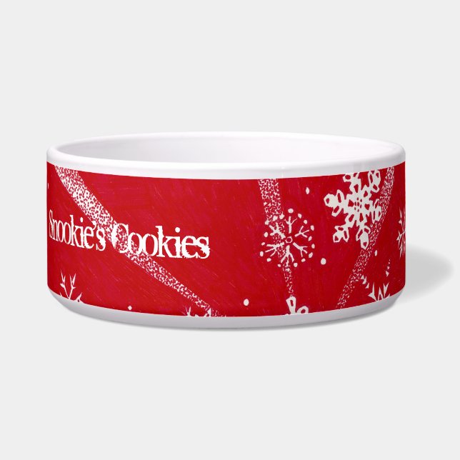 Holiday Snowflakes | Customisable Pet Bowls (Front)