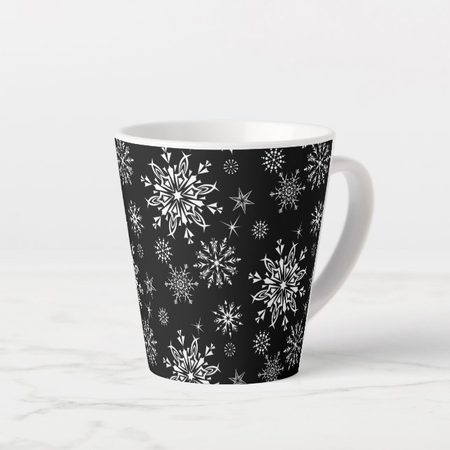Holiday Snowflakes Latte Mug (Right Angle)