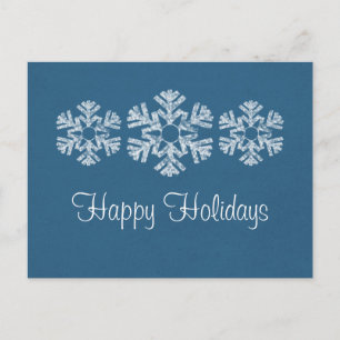 Holiday Snowflakes Postcard, Blue Postcard