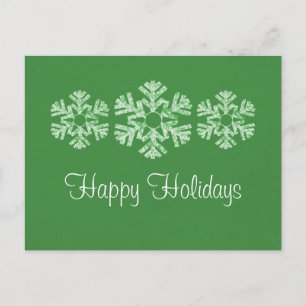 Holiday Snowflakes Postcard, Green Postcard