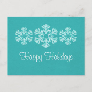 Holiday Snowflakes Postcard, Teal Postcard
