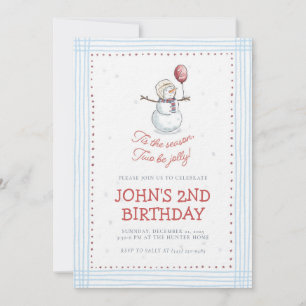 Holiday Snowman 2nd Birthday Invitation
