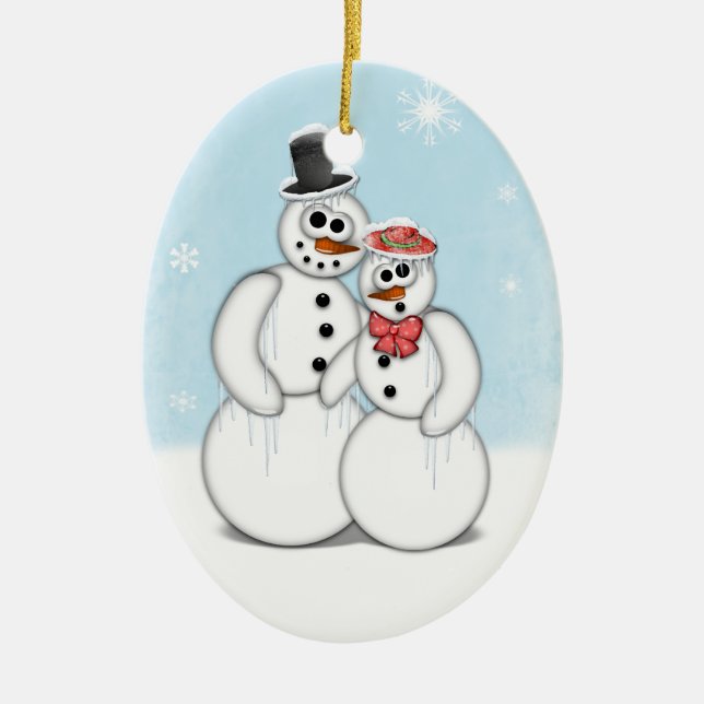 Holiday Snowman Ceramic Tree Decoration (Front)