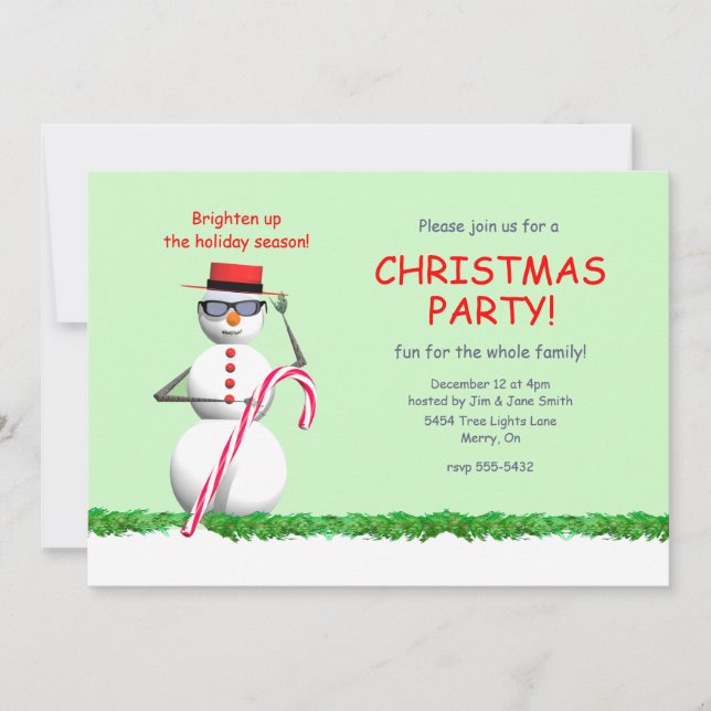 Holiday Snowman Christmas Party Invitation (Front)