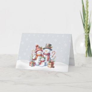 Holiday Snowman Family Christmas Card