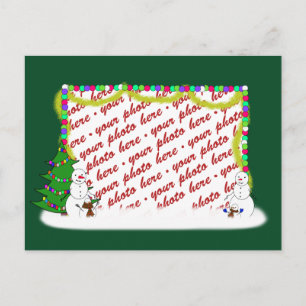 Holiday Snowman Family Photo Frame Postcard