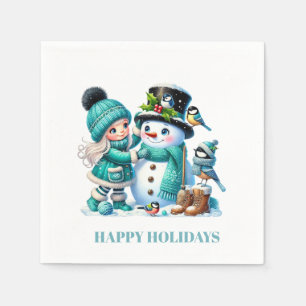 Holiday Snowman & Friends Paper Napkins 