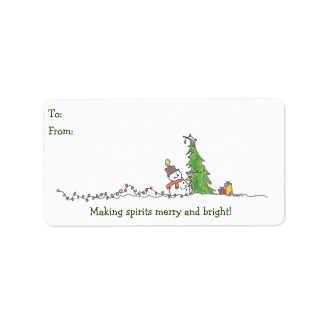 Holiday Snowman Gift Tag Stickers (Front)