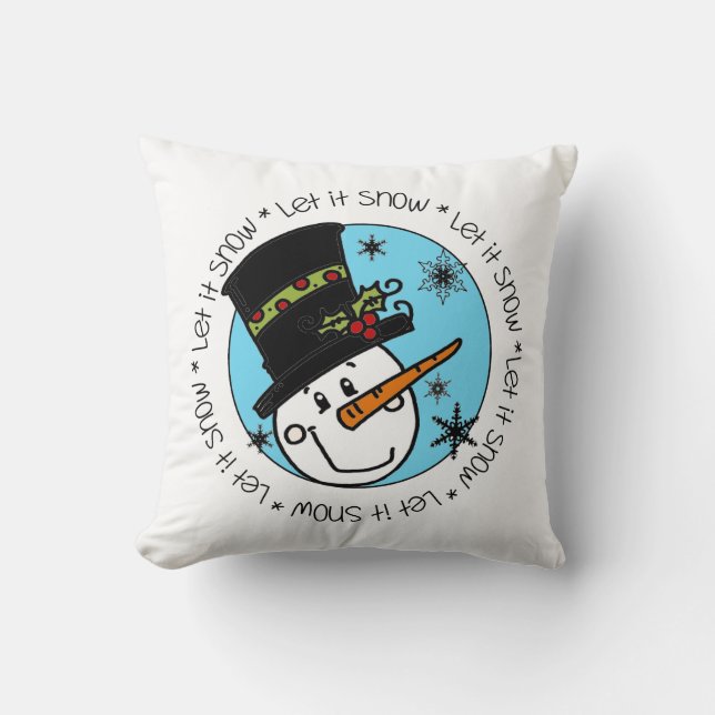 Holiday Snowman Let It Snow Cushion (Front)