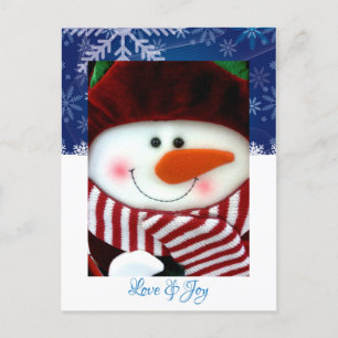 Holiday Snowman Love Joy Snowflakes Postcard