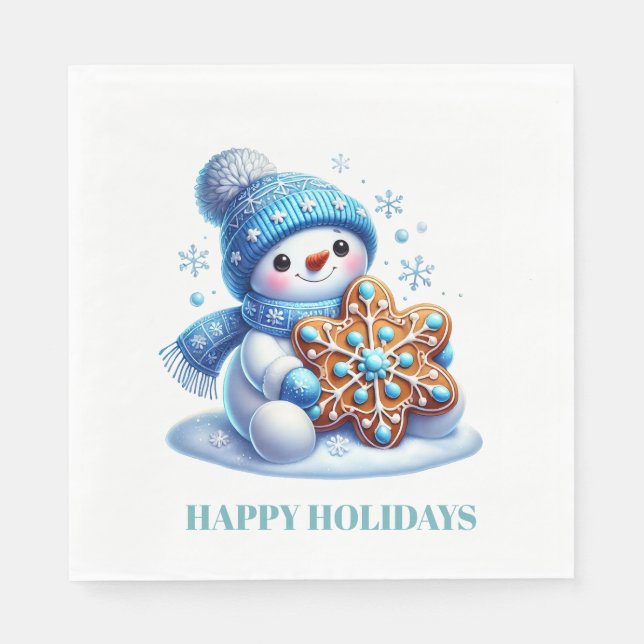 Holiday Snowman Paper Napkins  (Front)