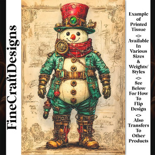 Holiday Snowman Steampunk Vibe BL2 Decoupage Tissue Paper