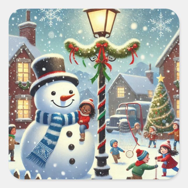 Holiday Snowman Sticker (Front)