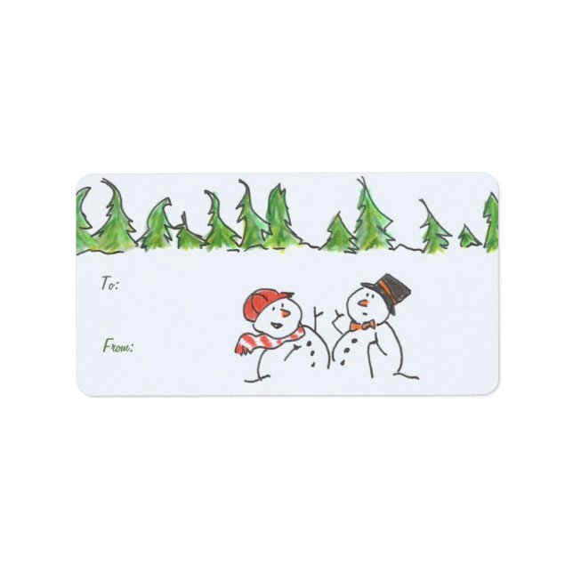 Holiday Snowmen Gift Label (Front)