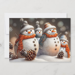 Holiday Snowmen with Pinecones & Glitter Card