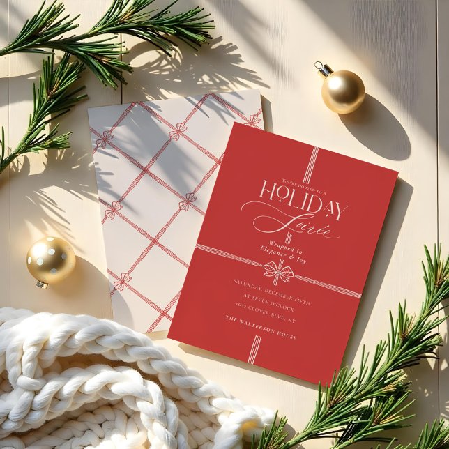 Holiday Soirée Elegant Christmas Bow Present Invitation (Holiday Soirée Elegant Christmas Bow Present Invitation)