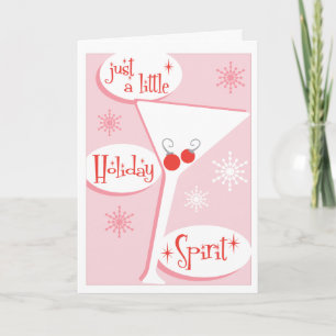 Holiday Spirit Pink Martini Christmas Card