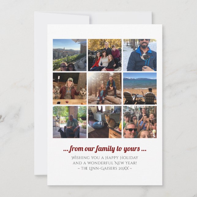 Holiday square photo collage card (Front)