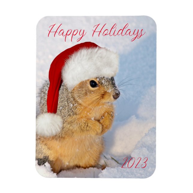 Holiday Squirrel Magnet (Vertical)