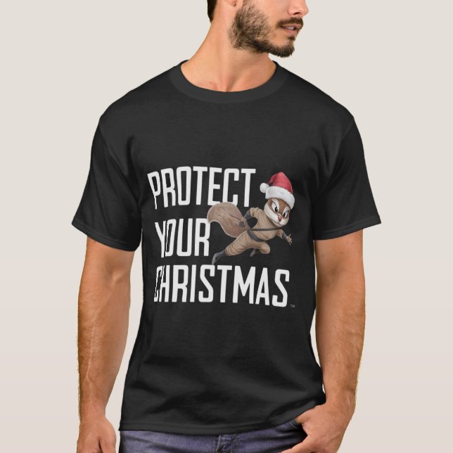 Holiday Squirrel Ninja with Santa Hat T-Shirt (Front)