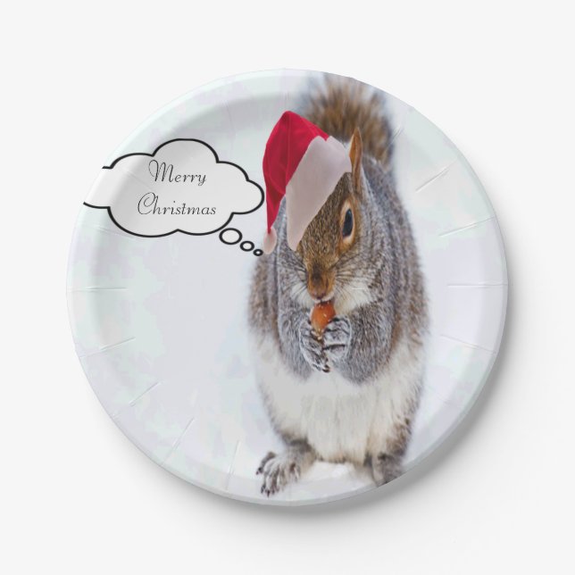 Holiday Squirrel Paper Plate (Front)