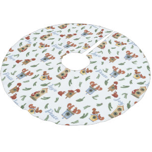 Holiday Squirrels Joy Peace Love Christmas Brushed Polyester Tree Skirt