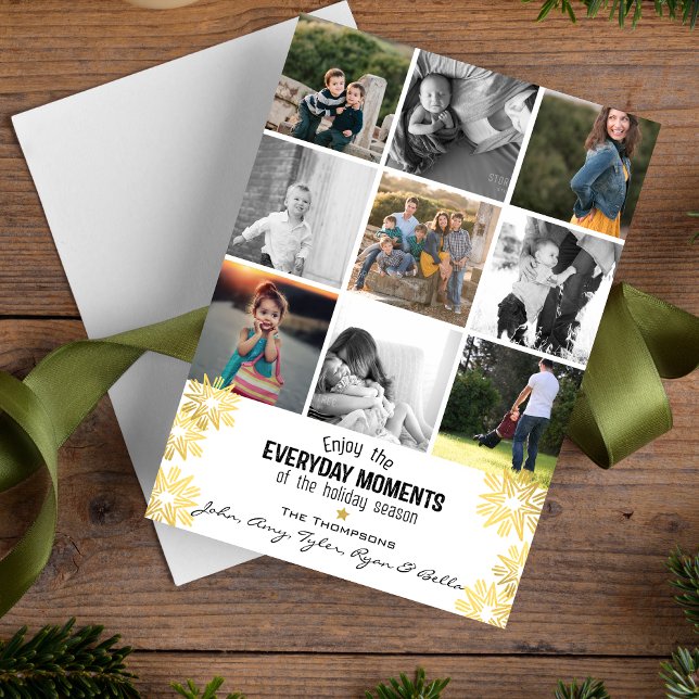 Holiday Star Everyday Moments 9 Photo Collage Card (Creator Uploaded)