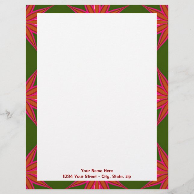 Holiday Star Pattern Custom Letterhead (Front)