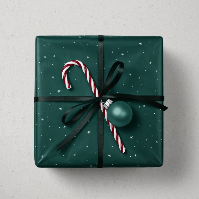 Holiday stars and dots fun green Christmas Wrapping Paper (Creator Uploaded)