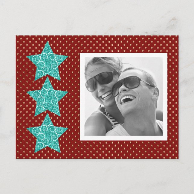 Holiday Stars Photo Postcard {red} (Front)