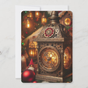 Holiday Steampunk Ornate Santa’s Lantern Card