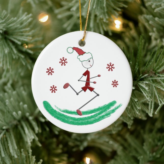 Holiday Stick Runner Guy - front and back Ceramic Tree Decoration (Tree)