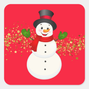 Holiday Stickers-Snowman Square Sticker