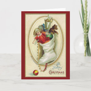 Holiday Stocking with Toys Retro Image Christmas