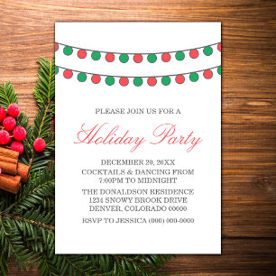 Holiday String of Lights Party Invite