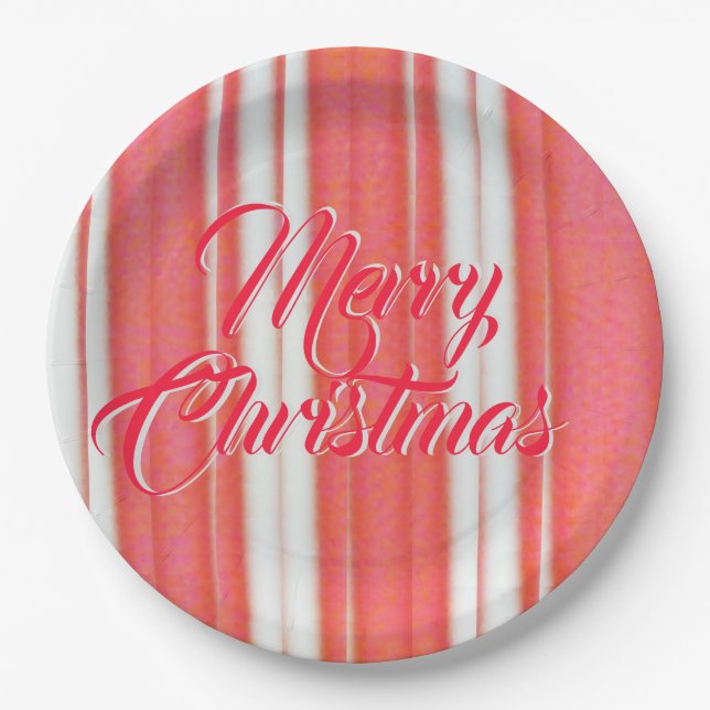 Holiday Stripes Paper Plate (Front)