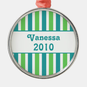 Holiday Stripes Premium Round Christmas Ornament