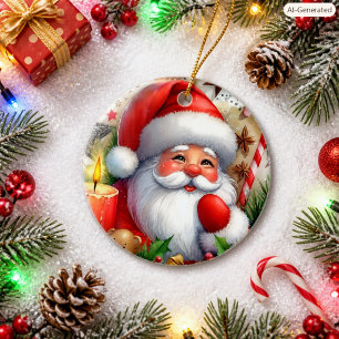 Holiday Style Santa Claus Custom Christmas  Ceramic Tree Decoration